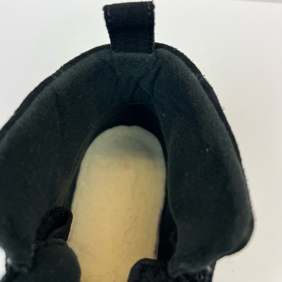 Ugg Boots Womens Size 9.5 Lakesider Heritage Mid Short Boots Black Suede Sherpa - Picture 4 of 12
